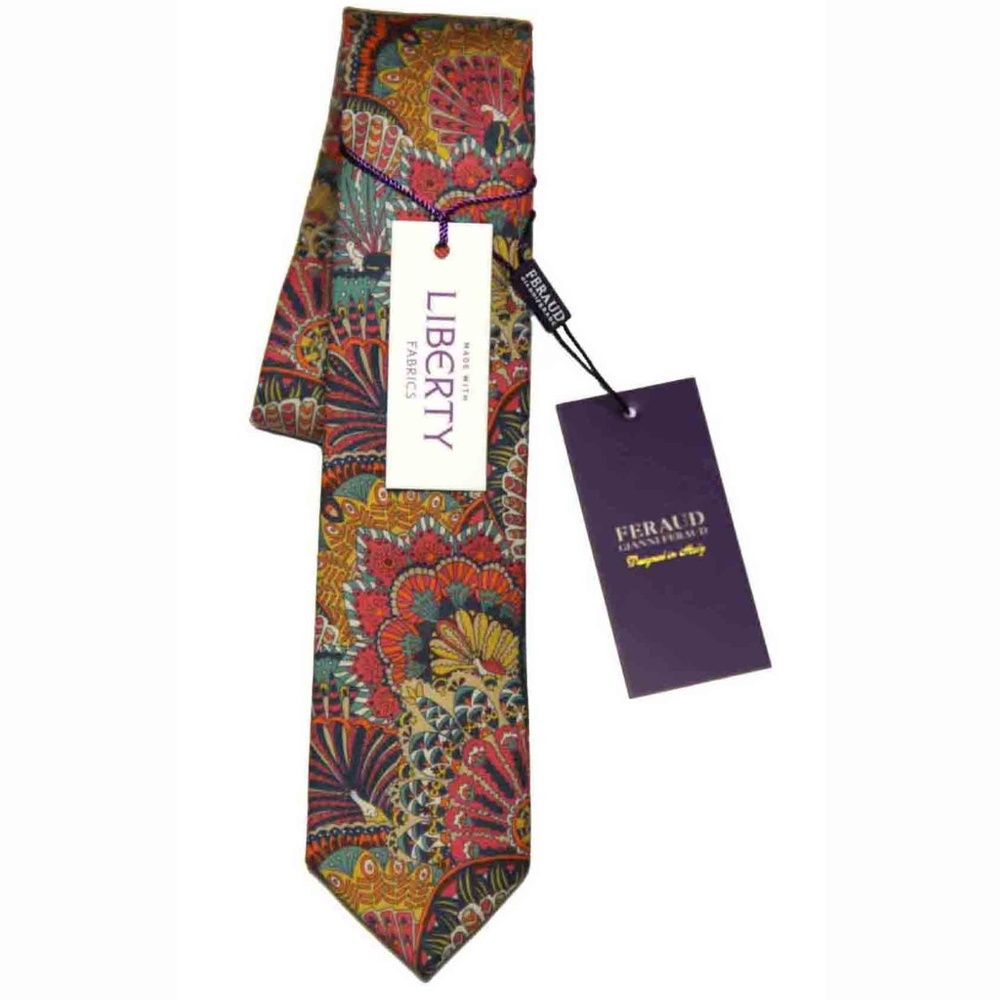 Feraud Liberty of London Tie Peacock Cotton Men's
